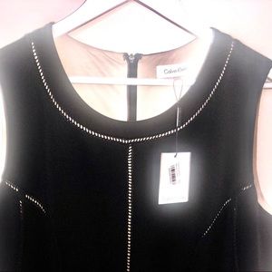 CALVIN KLEIN | Black Crepe Sheath Eyelet Trim - 12